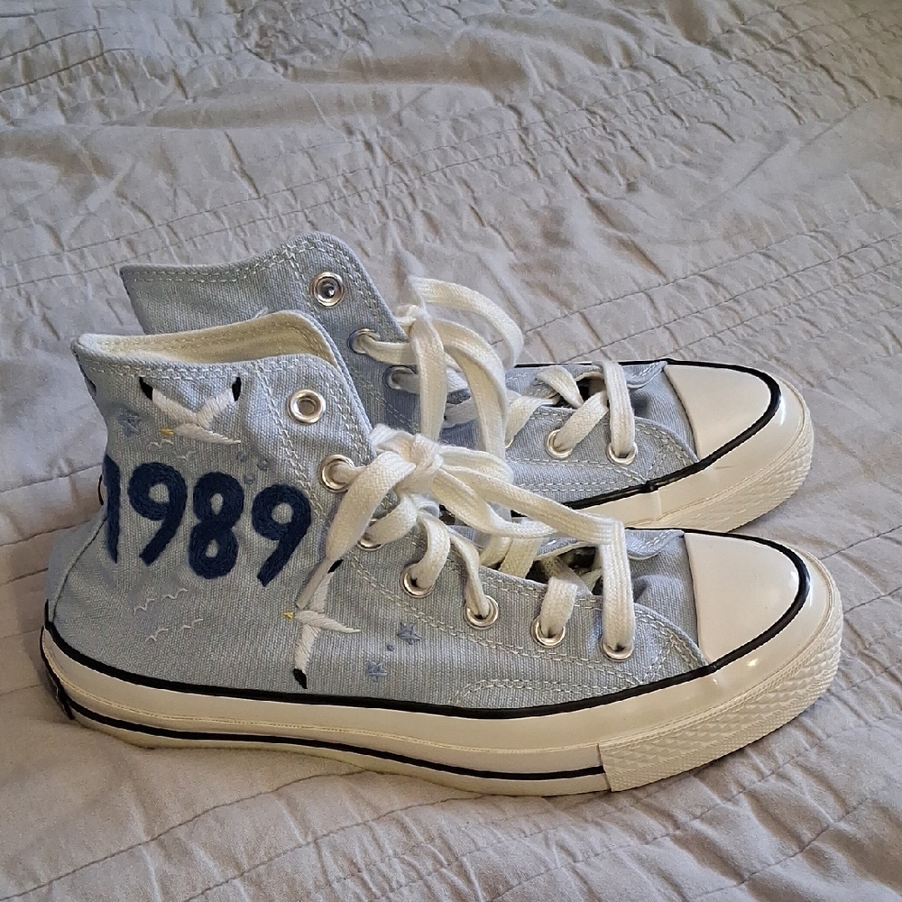 Converse Blue and White High-Top Sneakers Classic Design 1989 Taylor Swift